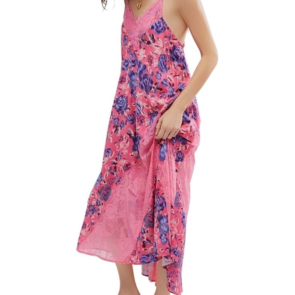 Free People Pink Floral Lace Slip Dress - Picture 5 of 9